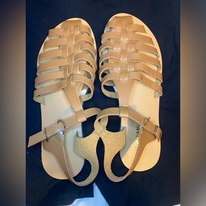 SHEIN Tan Fisherman Sandals with Woven Design